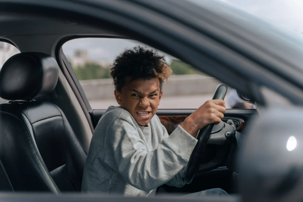 Beginner preparing confidently for a first driving lesson