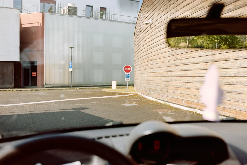 Learner avoiding road test mistakes at a stop sign
